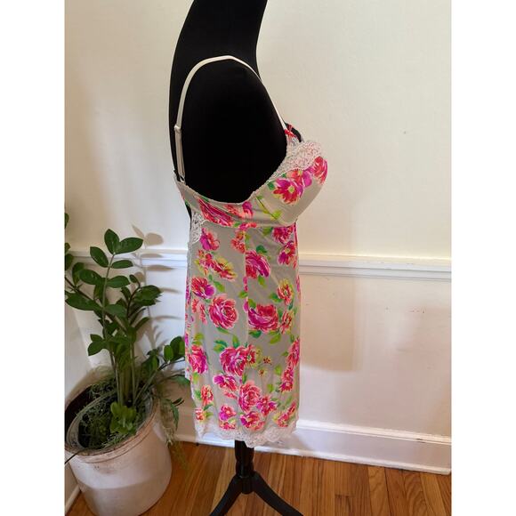 Victoria's Secret Floral Lace Built in Bra Slip Babydoll Teddy Slip Lingerie 36D - Picture 4 of 13